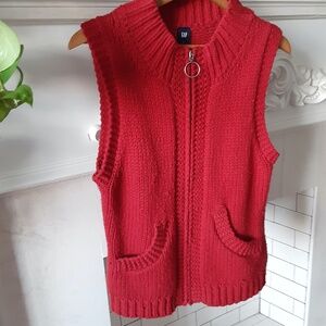 Vintage Gap Vest Red Large Zippered Lambs Wool Very Comfy